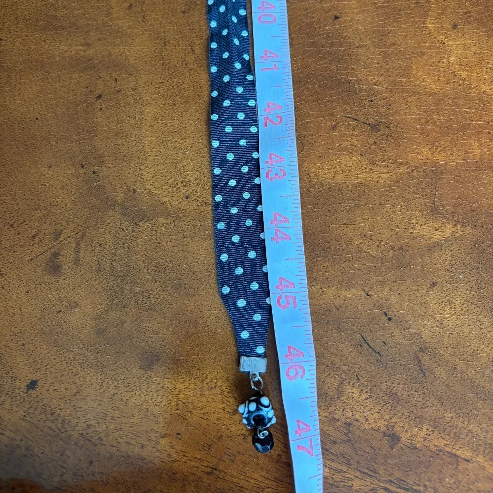 polka dot ribbon belt black white